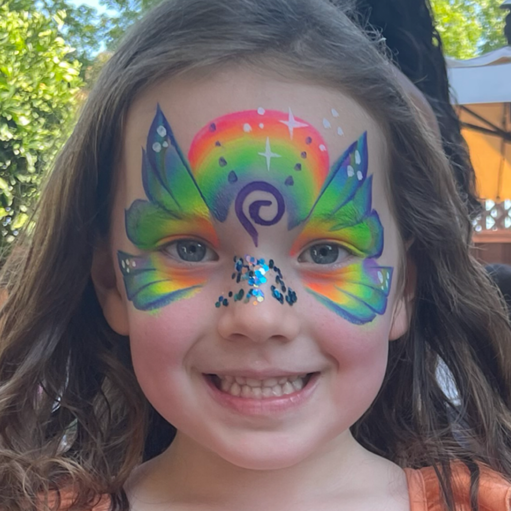 Rainbow butterfly face paint