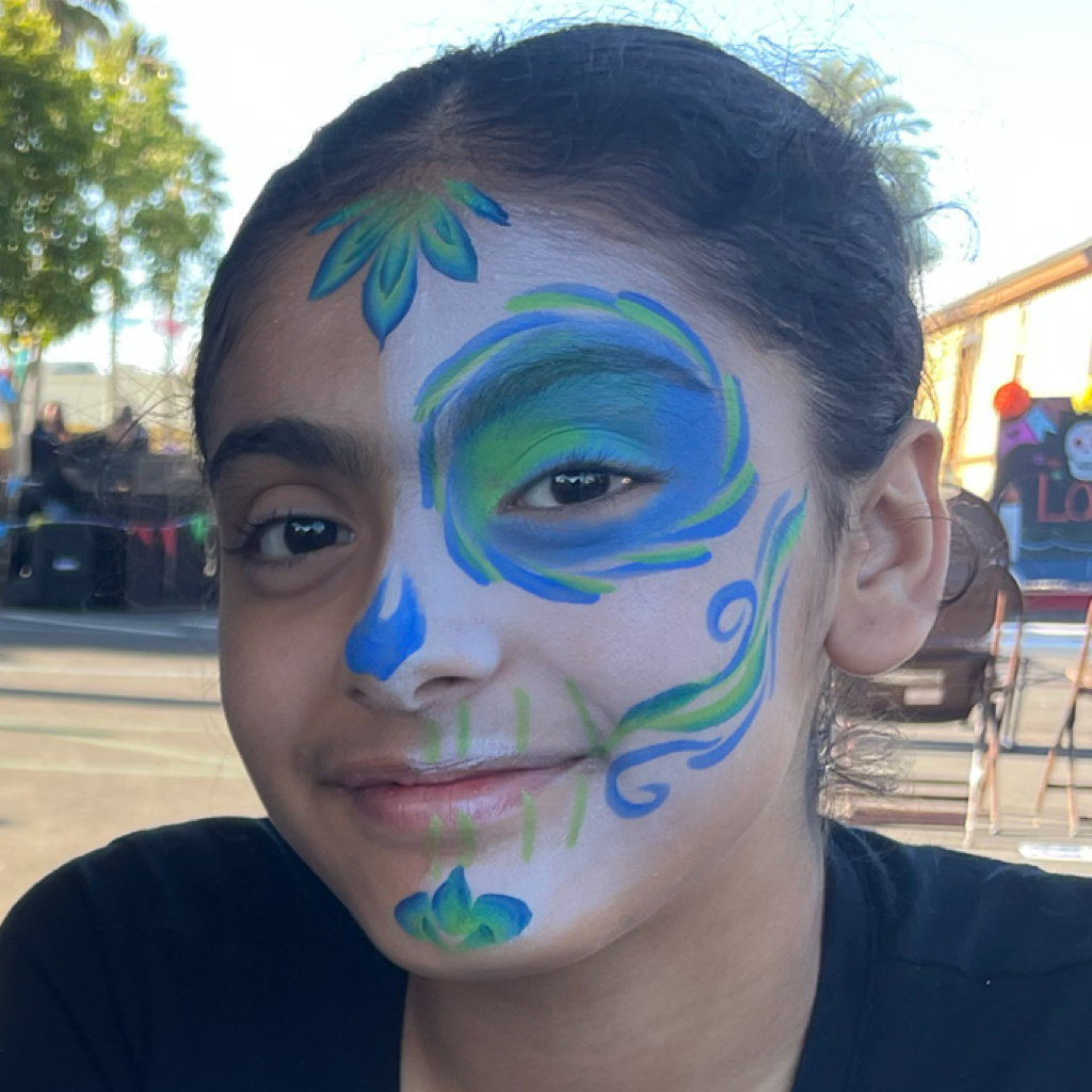 Blue sugar skull face paint