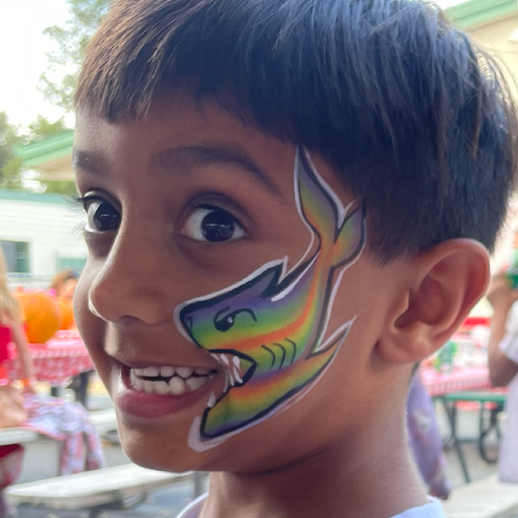 Rainbow shark face paint
