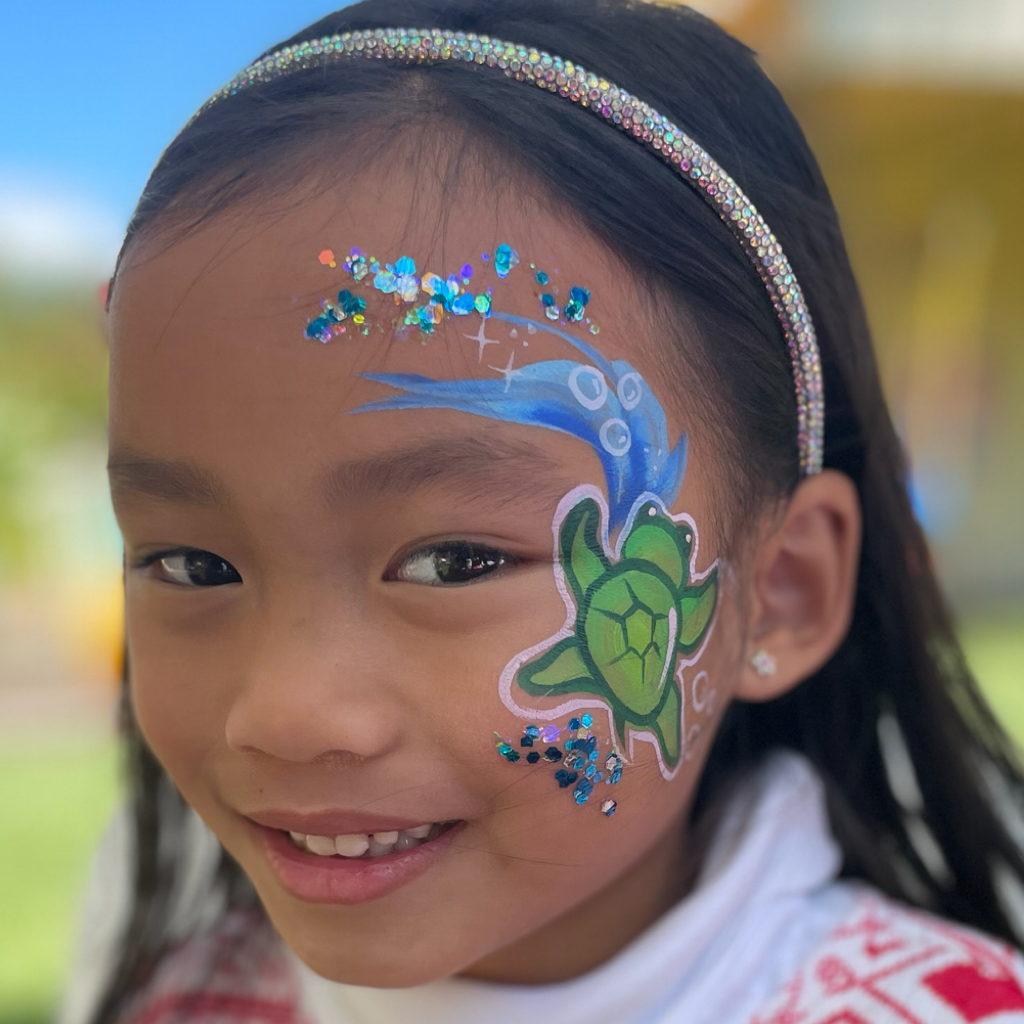 Sea turtle cheek face paint
