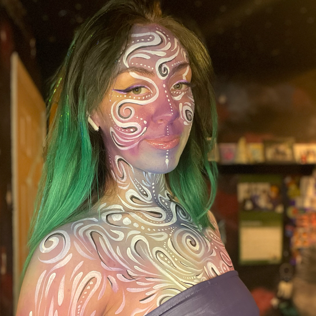 Hot pink red arm body paint
